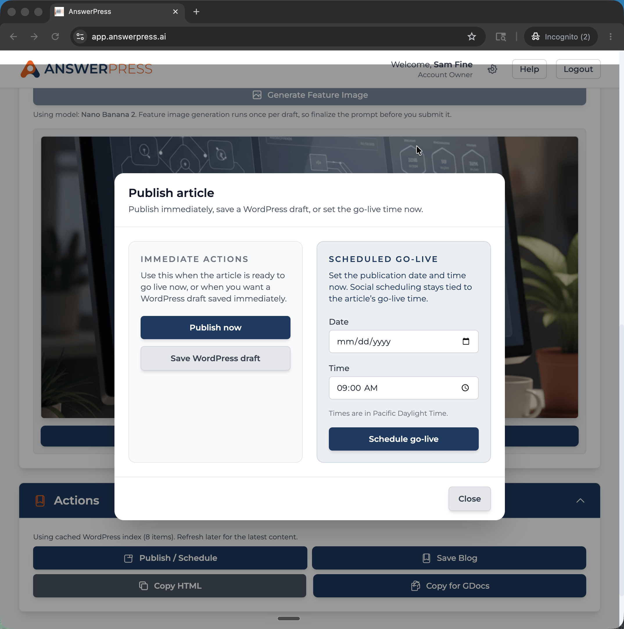 AnswerPress blog scheduler