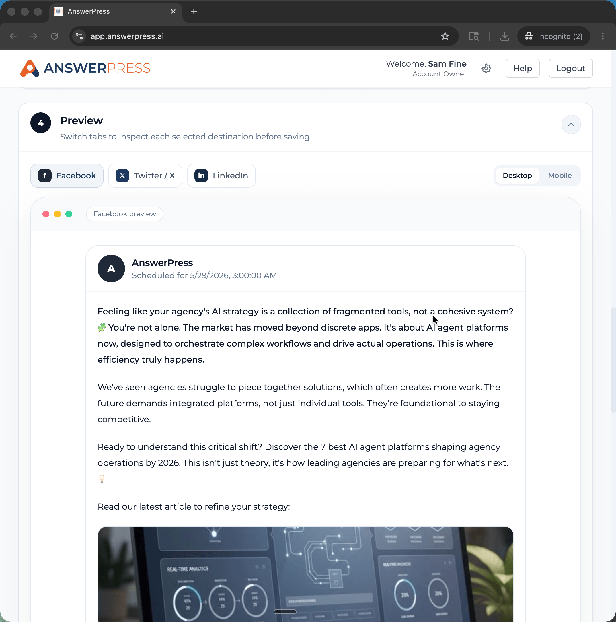 AnswerPress social post preview